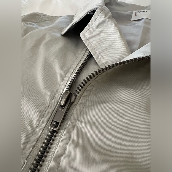 Your Neighbors Light Grey Coated Lightweight  Asymmetrical Moto Jacket - Picture 4 of 6